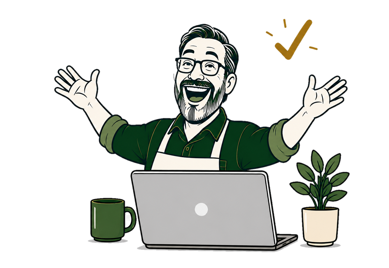 Celebrating small-business owner behind a laptop